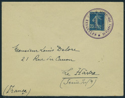 Lettre 25c Semeuse Bleue Sur L., Obl République Française Iles Kerguelen Résidence Pour Le Havre, T.B. Rare. - Sonstige & Ohne Zuordnung