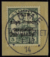 Oblitéré N° 33A, 1p Sur 5pf Surcharge I, Càd Central De Lomé 1.10.44 Sur Petit Fragment, T.B. - Autres & Non Classés