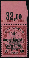 Neuf Sans Charnière N° 40, 80pf Rouge Et Noir Sur Rose, Bdf, T.B. Signé - Other & Unclassified