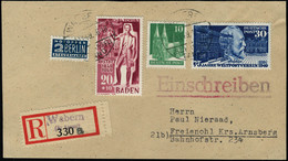 Lettre N°82 + 48A Et 70A + Bade Zone Française N°54, Sur Devant De L.R. De Wabern (19.11.49), Pour Freienohl Krs Arnsber - Otros & Sin Clasificación