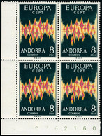 Neuf Sans Charnière N° 64A, 8 Ptas EUROPA 1972, Bloc De 4 Timbres Cdf, T.B. - Otros & Sin Clasificación