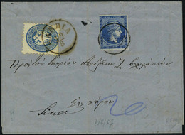 Lettre N° 21, 20l Bleu Sur L De 1867, Affranchissement Mixe Avec 10s De Kilbardi Vendre Obl Sandi. T.B. - Andere & Zonder Classificatie