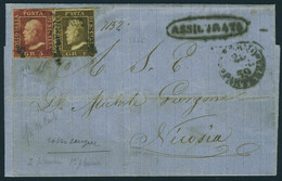 Lettre 1 Gr Brun Rouge + 5g Rouge Sang (Sassone 3 + 9c) Sur L. De 1859, T.B. Signé Diéna - Altri & Non Classificati