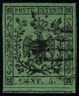 Oblitéré N° 1Ab, 5c Noir Sur Vert, Variété E De CENT Couché, Sassone 7L, Superbe Et Variété Très Dégagée De L'oblitérati - Sonstige & Ohne Zuordnung