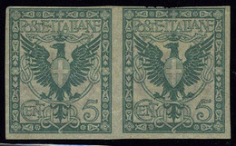 Neuf Avec Charnière N° 66, 5c Vert, Paire Hor. ND, Cl, Signé Calves, L'exemplaire De Droite Pd. Sassone 70g 2500 € X 2 - Altri & Non Classificati