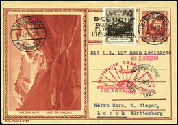 Lettre Zeppelin Polarfahrt 1931 Sur Entier Postal + N° 105, T.B. - Sonstige & Ohne Zuordnung