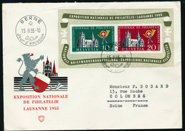 Lettre N°15. Le Bloc LAUSANNE S/FDC Officielle. Obl. Bern 15/11/55. T.B. (Cat. Suisse 210 FS) - Altri & Non Classificati