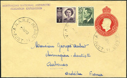 Lettre N° 155 + 173c, Sur Entier Postal à 3 1/2p, Càd A.N.A.R.E. HEARD Is -AUST-1 AP 52, Cachet Australian Antarctic Res - Autres & Non Classés