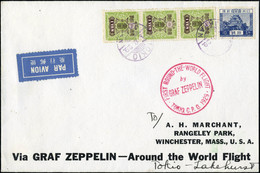 Lettre Pli Zeppelin 1929 First Round-The-World Flight Tokyo 1929, Au Verso Lakehurst 29/8/29, T.B., Rare - Other & Unclassified