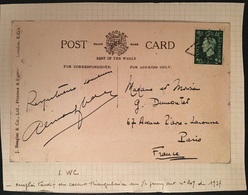 Grande Bretagne N°209 Sur Carte Postale Oblitéré Du Cachet Triangulaire  LWC Emploi Tardif ! - Lettres & Documents