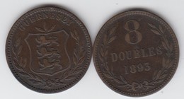 Guernsey Coin 8 Doubles 1893 Condition Fine - Guernesey