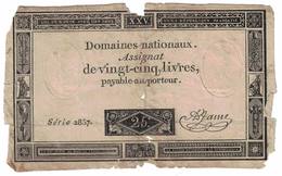 FRANCE - ASSIGNAT DE 25 LIVRES Payable Au Porteur - Assignats