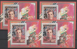 Madagascar Madagaskar 1988/1993 GOLD SILVER OVERPRINT Elvis Presley Musik Musique Mi. Bl. 237 Ia - IIb RARE! - Madagascar (1960-...)