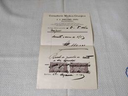 PORTUGAL DOCUMENT " CONSULTORIO MEDICO-CIRUGICO" W/ 2 X FISCAL STAMPS 1913 ? - Storia Postale