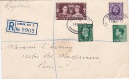 GRANDE-BRETAGNE  :   Rois Divers Sur Recommandé Cachet  " Registred 19 May 1937  Charing Cross " - Other & Unclassified