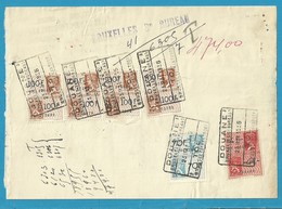 Fiscale Zegels 100 Fr+70 Fr.TP Fiscaux / Op Dokument DECLARATION EN DOUANE/ TOLAANGIFTE 1936 - Documenti