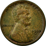 Monnaie, États-Unis, Lincoln Cent, Cent, 1950, U.S. Mint, Denver, TB+, Laiton - 1909-1958: Lincoln, Wheat Ears Reverse