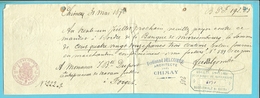 Mandat à L'ordre CHIMAY 1876 , Zegel EFFETS DE COMMERCE 10c. - Documentos
