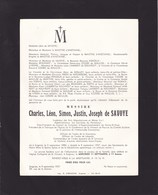 SOIGNIES Charles De SAVOYE 1880-1957 Ingénieur Carrières Le MAISTRE D'ANSTAING Faire-part Mortuaire - Obituary Notices
