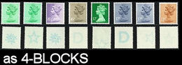 GREAT BRITAIN Machine 4-BLOCKS:8 ERROR:print On Reverse Gum Stars And Letter - Abarten & Kuriositäten