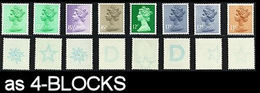 GREAT BRITAIN Machine 4-BLOCKS:8 ERROR:print On Reverse Gum Stars And Letter - Variétés, Erreurs & Curiosités