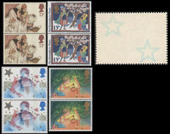 GREAT BRITAIN 1984-87 Christmas Xmas PAIRS:4 ERROR:print On Reverse Gum Stars - Variétés, Erreurs & Curiosités