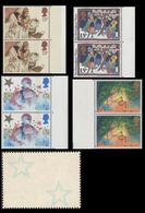 GREAT BRITAIN 1984-87 Christmas Xmas MARG.PAIRS:4 ERROR:print On Reverse Gum Stars - Variedades, Errores & Curiosidades