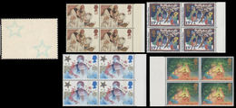 GREAT BRITAIN 1984-87 Christmas Xmas MARG.4-BLOCKS:4 ERROR:print On Reverse Gum Stars - Abarten & Kuriositäten