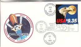 Etats Unis - Lettre De 1983 - Oblit Kennedy Space Center - Cachet Launched Er Returned To Earth - Rapaces - Aigle - Amérique Du Nord