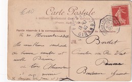 FRANCE 1907 CARTE POSTALE  EN POSTE MARITIME CACHET BORDEAUX  BUENOS AYRES - Maritime Post
