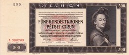 BOHEMIA And MORAVIA 500 KORUN (KRONEN) 1942 SPECIMEN UNC SERIES A  P-11s "free Shipping Via Registered Air Mail" - Sonstige – Europa