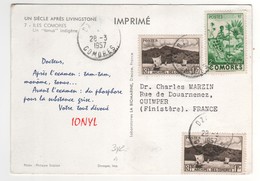Timbres , Stamps Yvert N° 3 X2 , 4 Sur Cp , Carte , Postcard Ionyl Du 28/03/1957 - Brieven En Documenten