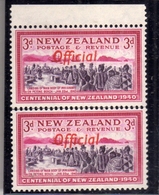 NEW ZEALAND NUOVA ZELANDA 1940 PIONEER SETTLERS LANDING ON PETONE BEACH PAIR WITH VARIETY VARIETÀ 3d MNH - Unused Stamps