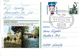 BRD Bildpostkarte 60 Pf.WSt.Sehenswürdigkeiten Bavaria München P139 W 7/93 ZF "Lippstadt" SST 12.3.94 FULDA 1 - Postales Ilustrados - Usados