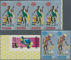 Burundi: 1964/1965, Lot Of 5376 IMPERFORATE Stamps MNH, Showing Various Topics Like Dance, Medicine, - Sammlungen