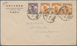 China: 1927/86, 72 (ca.) Covers And Cards, As Well As 4 Stamp Folders In Box, Including A Number Of - ...-1878 Prefilatelia