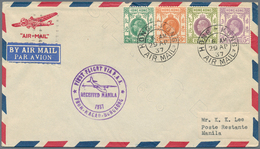 Hongkong: 1935/37, 6 First Flight Covers, From Hong Kong To Destinations Including Peking, Manila, G - Altri & Non Classificati