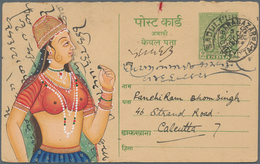 Indien: 1890/1970 (ca.), Assortment Of Apprx. 100 Commercially Used Cards Incl. Stationeries. - 1854 Britse Indische Compagnie
