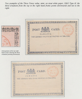 Jamaica: 1877, Postal Stationery Provisionals, Collection Of 21 Cards On Written Up Album Pages Resp - Jamaique (1962-...)