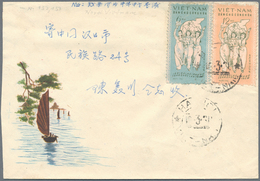 Vietnam: 1954/73, 14 Covers And 5 Labels Of North And South Vietnam, Some In Mixed Condition. - Vietnam