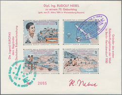 Raketenpost: 1964, 70th Birthday Of Rudolf Nebel, Coloured Vignette On Gummed Paper And With Two Cac - Autres & Non Classés