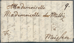 Heimat: Sachsen: 1831/1858, MILTITZ (KLIPPHAUSEN): 10 Markenlose Briefe Mit Inhalt An Gräfin Amelie - Autres & Non Classés