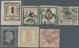 Altdeutschland: 1865/1880 (ca.), Lot Von Sieben Marken, Dabei Bayern Porto MiNr. 2, Helgoland MiNr. - Collezioni