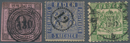 Baden - Marken Und Briefe: 1851/1868 (ca.), Kleine Partie Mit Vielen Höchstwerten Wie 18 Und 30 Kreu - Autres & Non Classés