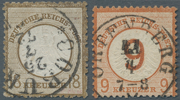 Deutsches Reich - Brustschild: 1872/1874, Lot Von Vier Marken: MiNr. 1 Auf Unkompletter Karte, 11 Mi - Collezioni