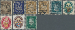 Deutsches Reich - Weimar: 1923/1928, Spezialitäten-Lot Mit Neun Marken: MiNr. 338 B Gest. Gepr. Pesc - Collezioni