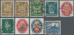 Deutsches Reich - Weimar: 1923/1930, Spezialitäten-Lot Mit Neun Marken: MiNr. 344 Y Gest. Gepr. Schl - Colecciones