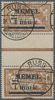 Memel: 1920/1923, Lot Von Acht Gestempelten Werten, Dabei MiNr. 7 Y Doppelt Signiert Dr.Petersen BPP - Klaipeda 1923