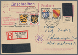 Französische Zone: 1945/1947, Interessante Sammlung Barfrankaturen Und Aufbrauchs-Ganzsachenkarten M - Andere & Zonder Classificatie