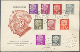 Saarland (1957/59) - OPD Saarbrücken: 1957, Freimarken Heuss (I), 1-200 (Fr), Engrospartie Schmuck-F - Other & Unclassified